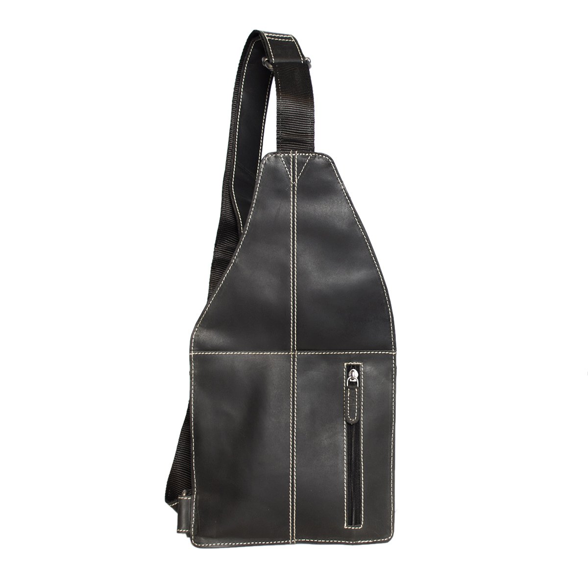 Bolso bandolera en 3 colores de piel de búfalo con bandolera regulable y 5 compartimentos con cremallera