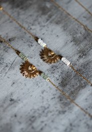 Litha bracelet, khaki sun, gold, matt gold and sequins