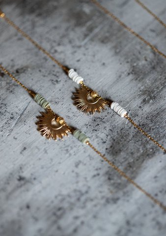 Litha armband, kaki zon, goud, mat goud en pailletten