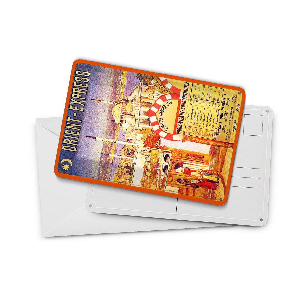 Blechpostkarte Reise 10x14 cm Orient Express Nostalgie Deko Schild