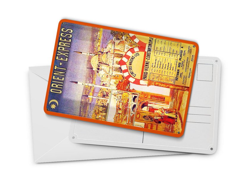 Tin postkort rejse 10x14 cm Orient Express nostalgi dekorativt skilt