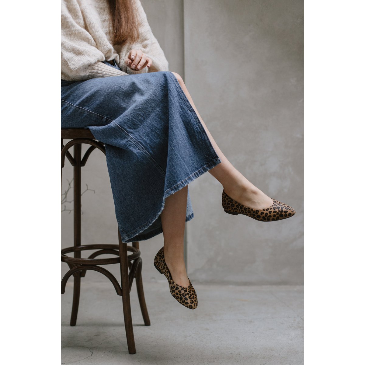 Leren klassieke ballerina's - Audrey - Luipaard 34-42