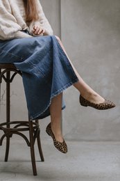 Klassiske ballerinaer i læder - Audrey - Leopard 34-42