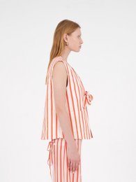 Chaleco vaquero estampado de rayas rojas de Zinnia