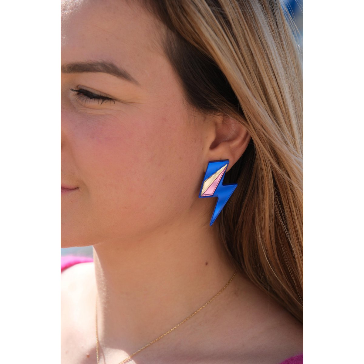 Boucles d'Oreilles Puces Miroirs Maxi Eclairs