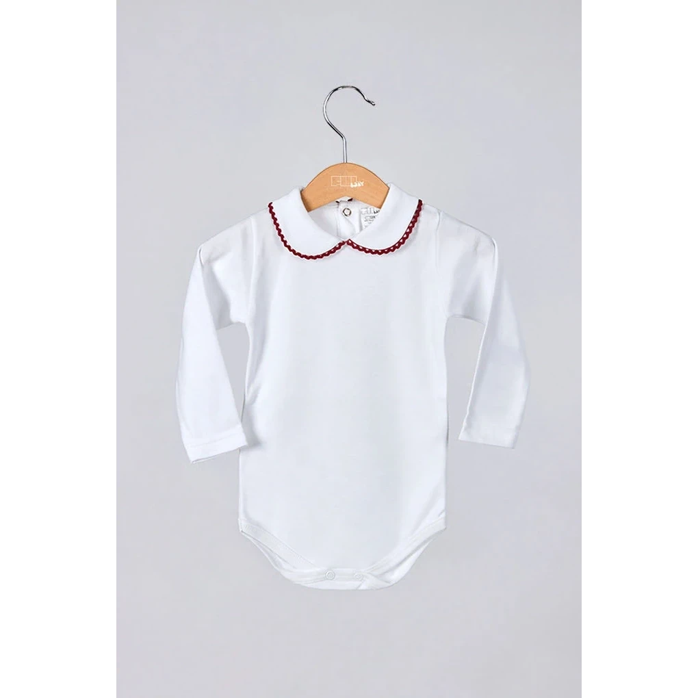 Baby børstet bodysuit med krave, festlige farver