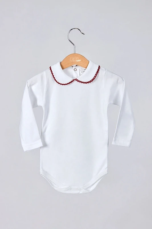 Baby børstet bodysuit med krave, festlige farver