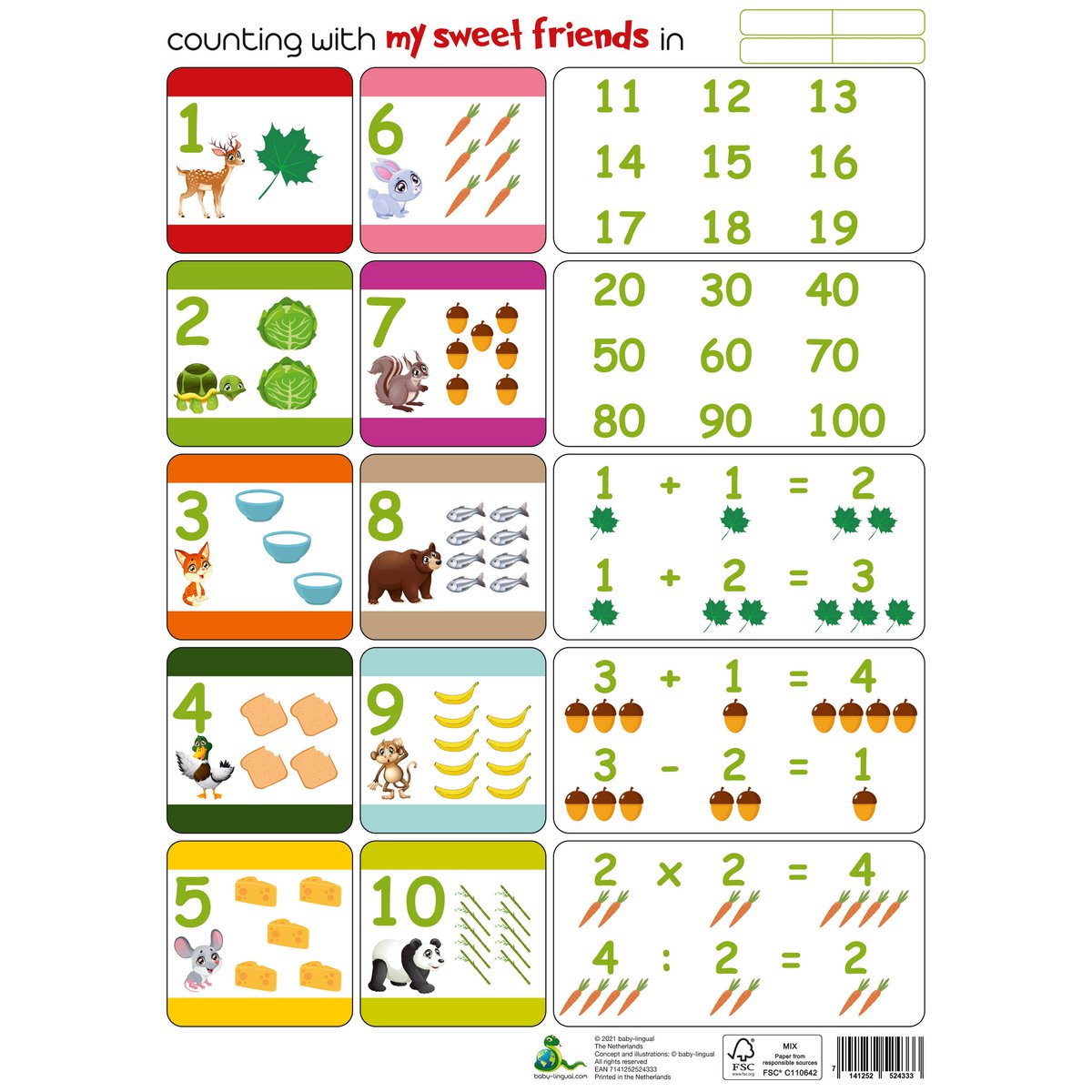 The Multilingual Counting Poster: Spanish + 3 other languages of your choice
