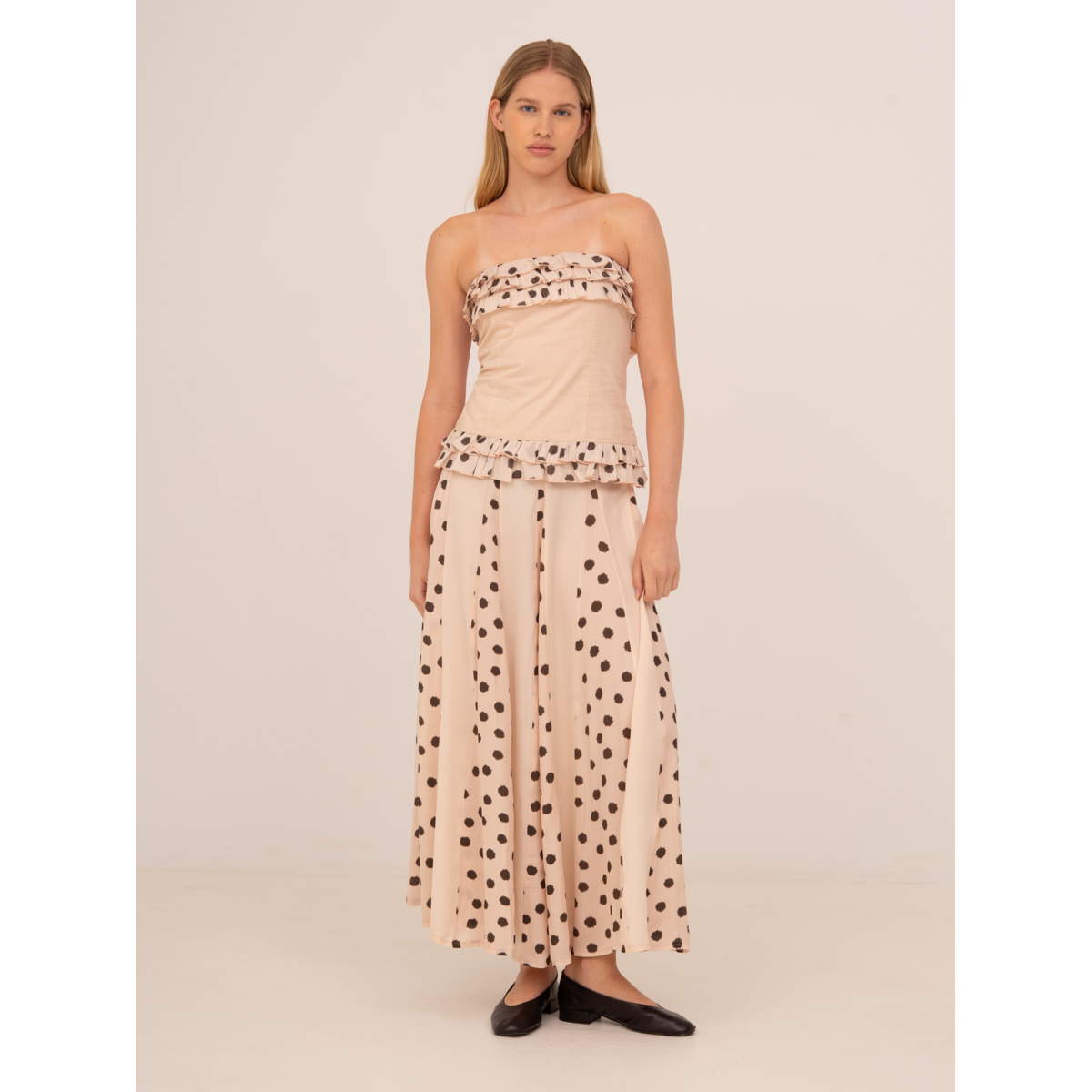 Noctis beige top met stippenprint
