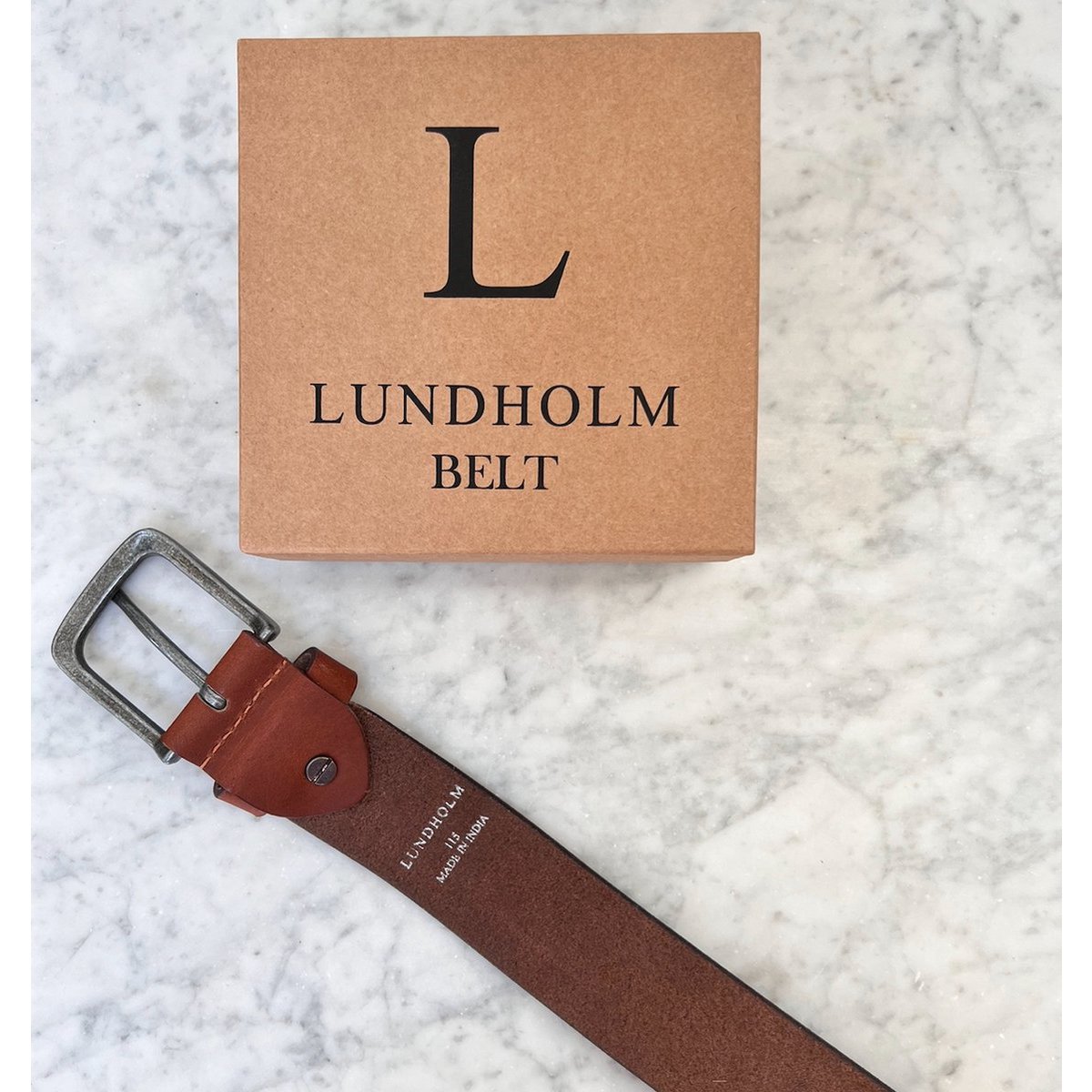 Lundholm leather belt men's leather cognac brown black - 115 cm - adjustable to size - Scandinavian design - gift for man men's gifts tip father's day gift father's day gift