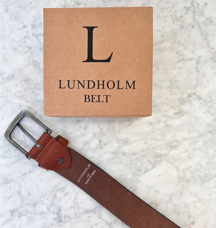 Lundholm leather belt men's leather cognac brown black - 115 cm - adjustable to size - Scandinavian design - gift for man men's gifts tip father's day gift father's day gift