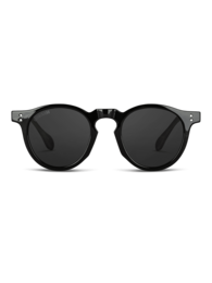 Black round sunglasses with a sleek, modern design.