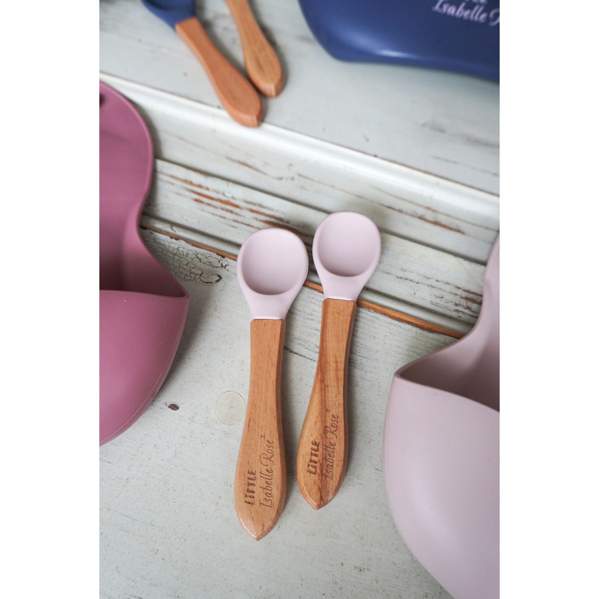 Siliconen lepel pastel roze 14 cm Little Isabelle Rose