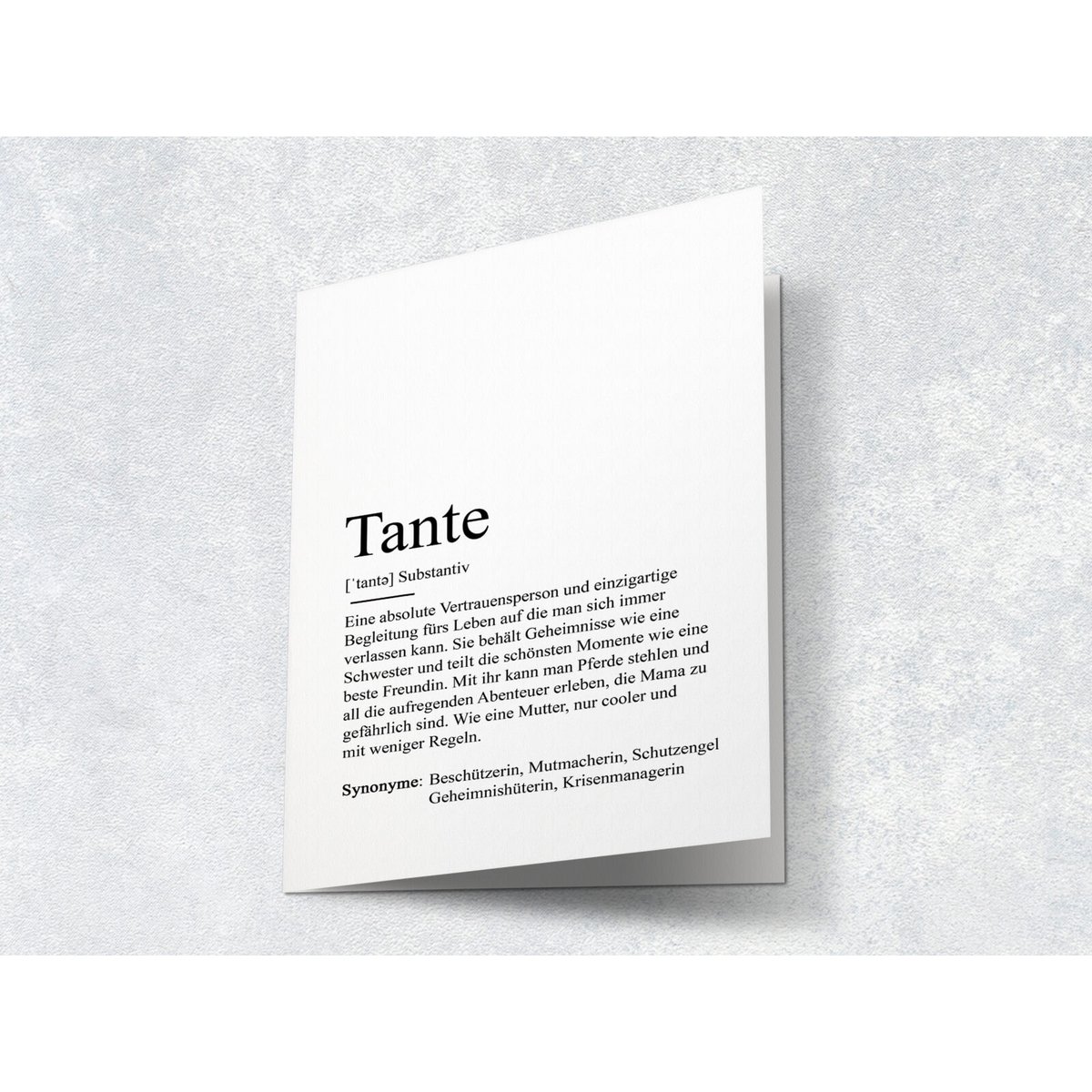 Definitie "tante" wenskaart