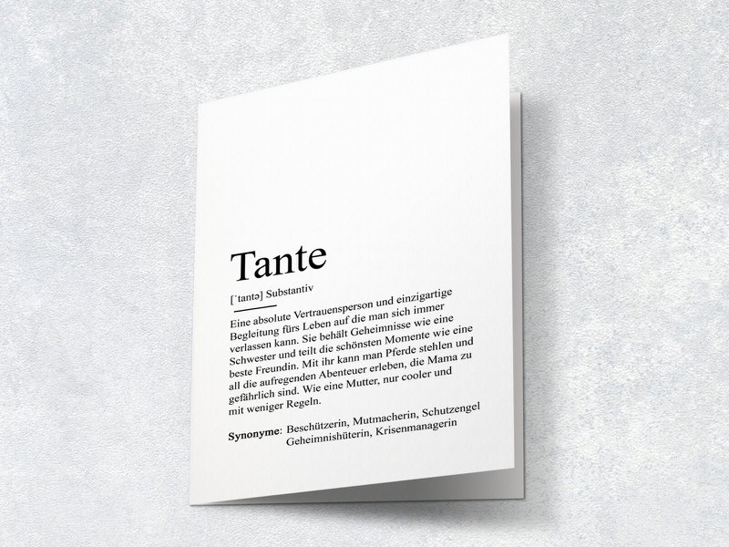 Definitie "tante" wenskaart
