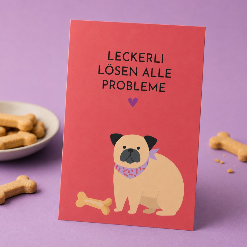 Postcard with saying – Treats solve all problems