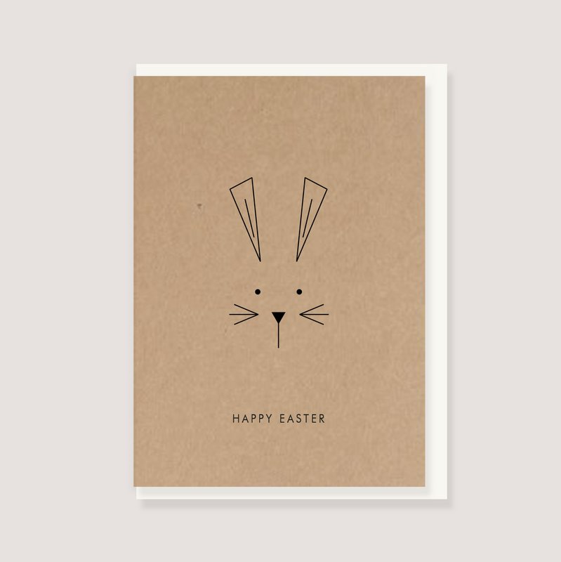 Klappkarte mit Umschlag - "Hase - Happy Easter"