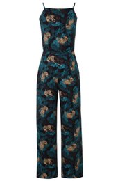 EU STOCK Brigitte Brown Cheetah & Palm Leaves Print Strappy Jumpsuit
