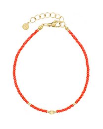Elegance Beaded Anklet - Coral Red