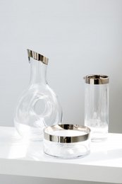 EDZARD decanter Gordon, vetro cristallo soffiato a bocca con bordo platino, altezza 30 cm, capacità 1,2 litri