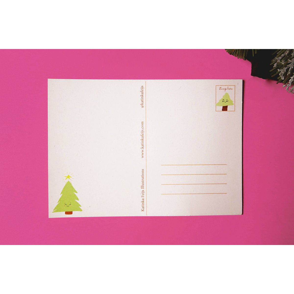 Postal Árbol de Navidad rosa (eco friendly)