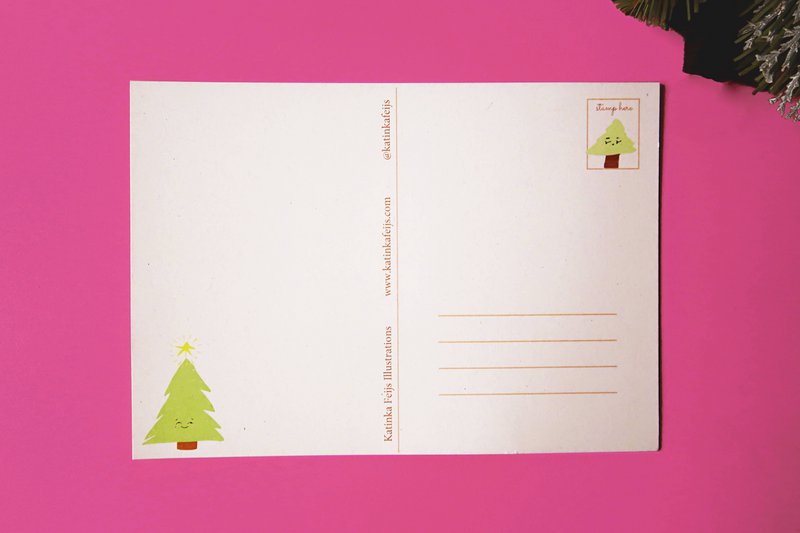Pink Christmas Tree Postcard (eco friendly)