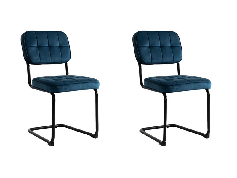 Speisesaalstühle 2 Flexa - Blau - Metalpoot - Samt