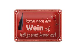 Blikken bordje met de tekst 18x12cm Kom open de wijncadeaudecoratie