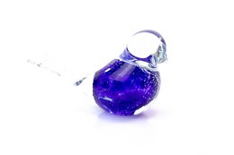 Decorative glass figurine of a blue bird with bubbles, suitable for display or as a collectible item.
