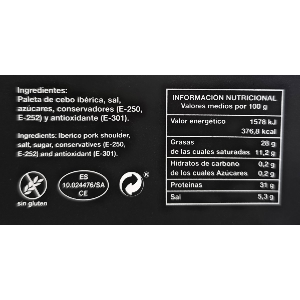 Paleta de cebo 50% ibérica centro (2.2-2.5kg)