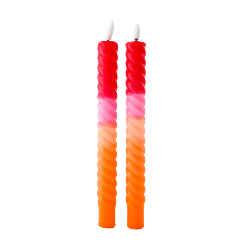 LED Swirl Kaars Red Orange - Juego de 2