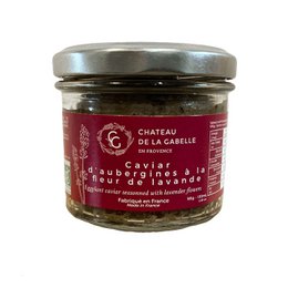Auberginekaviaar met biologische lavendelbloem