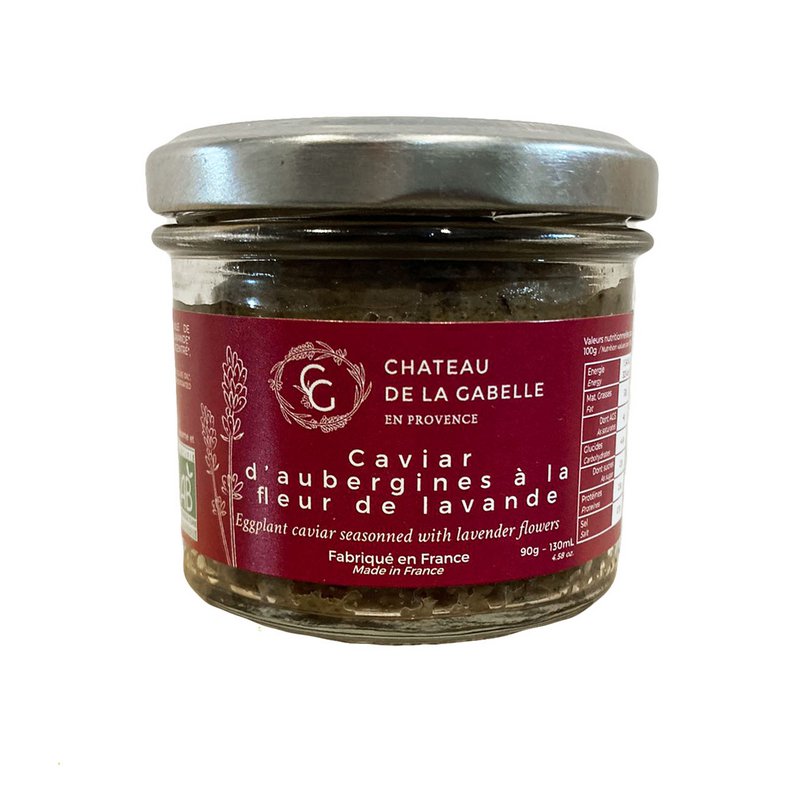 Eggplant caviar with organic lavender flower
