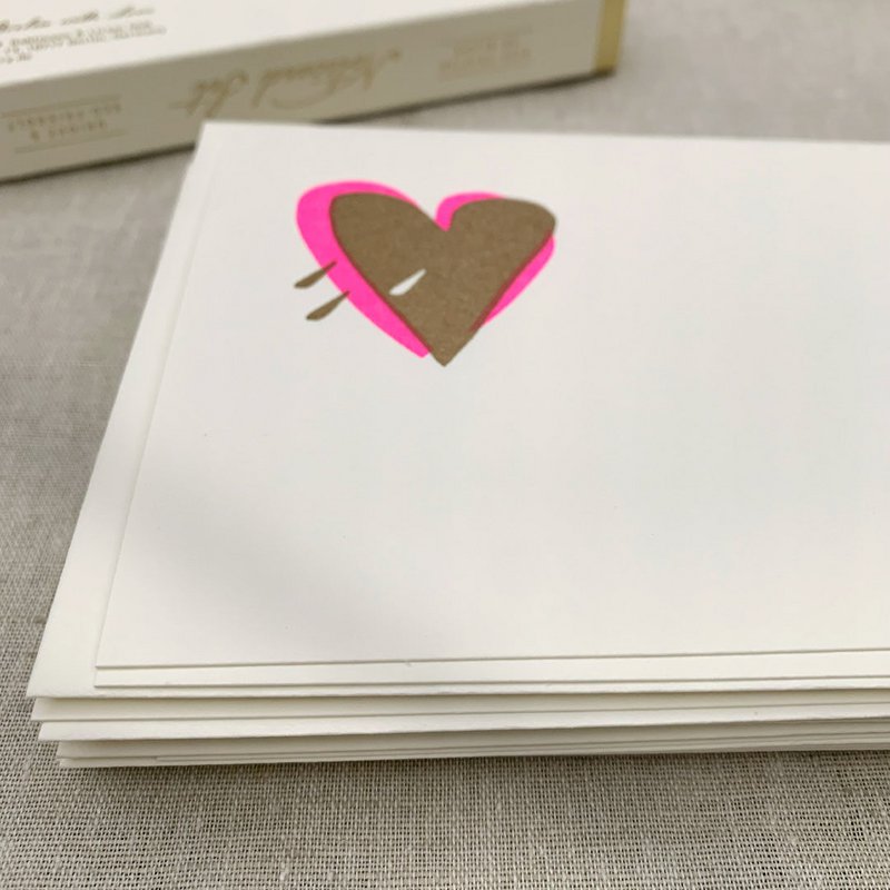 Notecard Set / Riso Printing / Heart / Sustainable