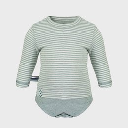 OrganicEra Organic Baby L/S T-shirt Body, Aqua Rayé