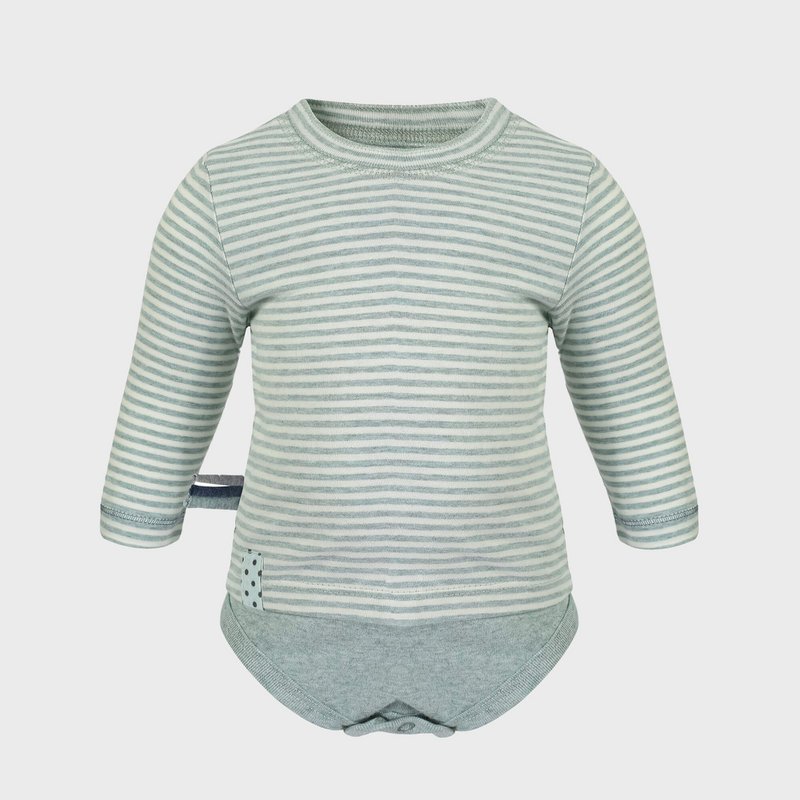 OrganicEra Organic Baby L/S T-shirt Body, Aqua Rayé