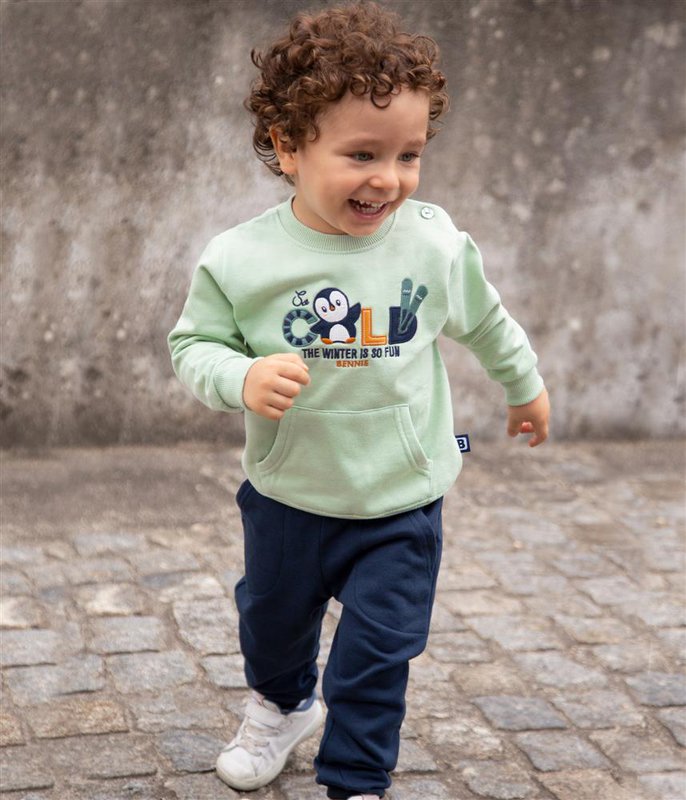 Kuscheliges Fleece-Set mit Pinguin-Stickerei