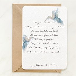 A beautiful friendship card featuring a delicate watercolor illustration of a bluebird and a heartfelt handwritten message expressing the unconditional nature of true friendship.