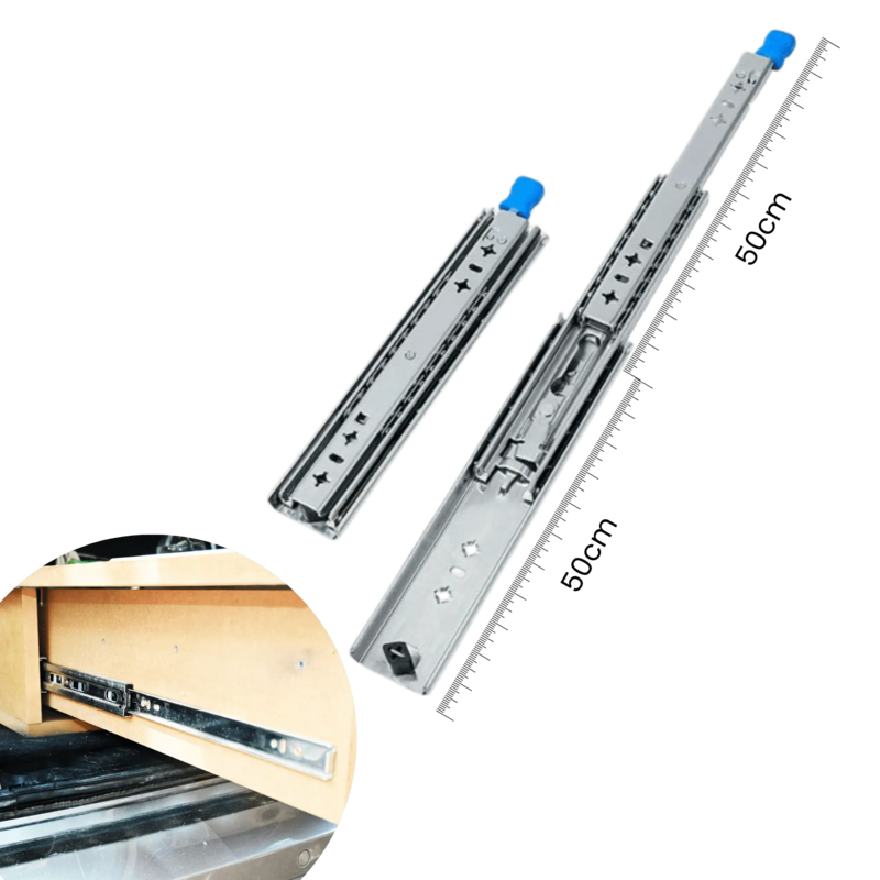 2 x 100 cm kogelgelagerde ladegeleider - zware belasting 70 kg