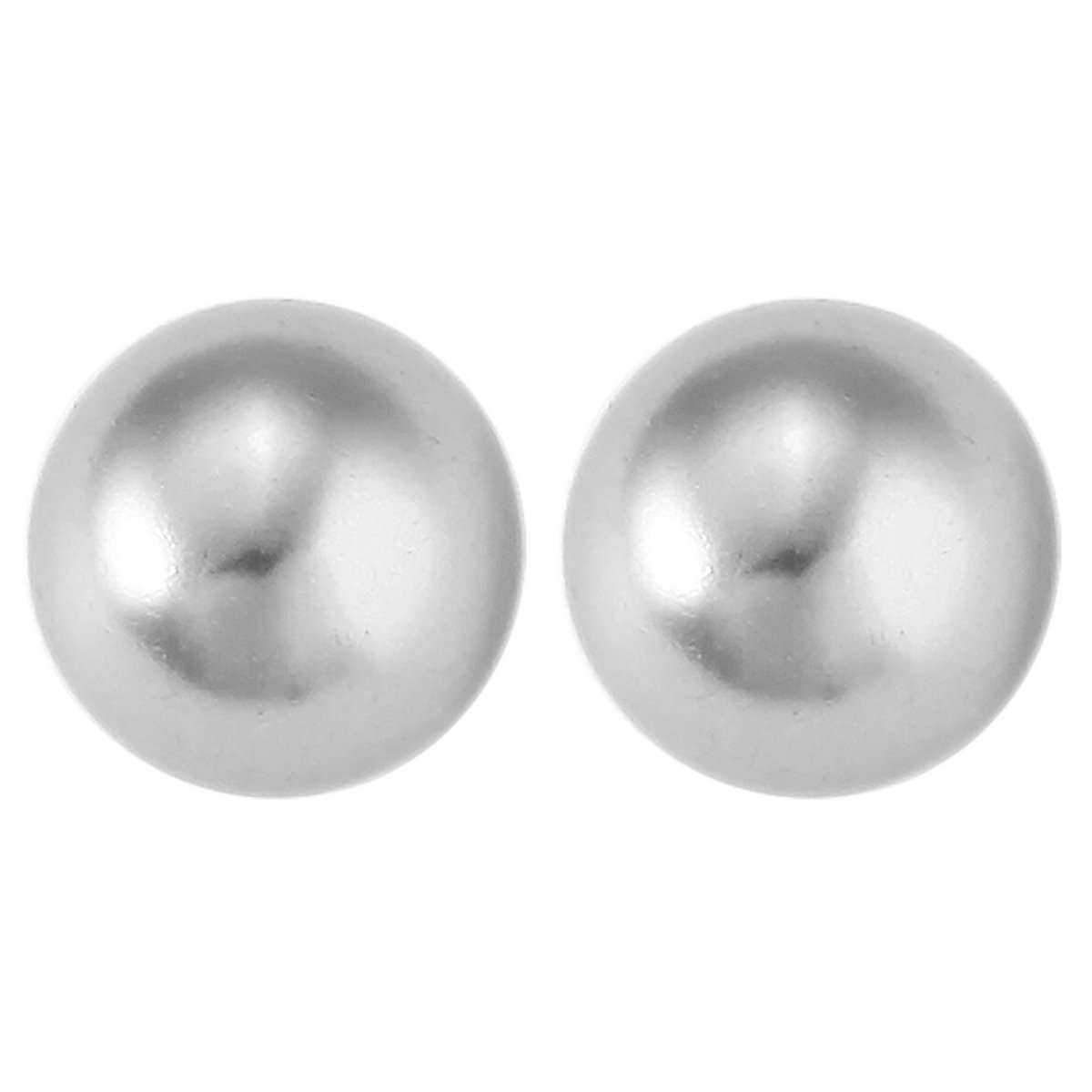 925/- Echt Silber Ohrstecker "Pia" mit grauer Glasperle, Durchmesser 5 mm, 925/rhodiniert