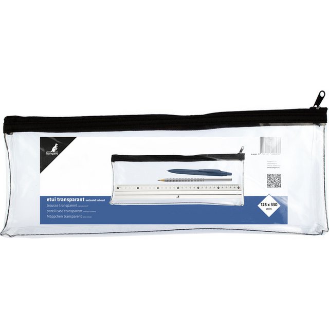 Etui Kangaro transparant 125x330mm, zwarte rits