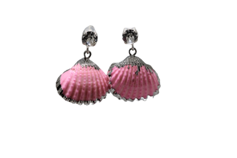 Ear stud Swarovski element with shell / cockle