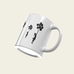 Taza Cerámica Banksy 325ml - Chica Globos Voladores