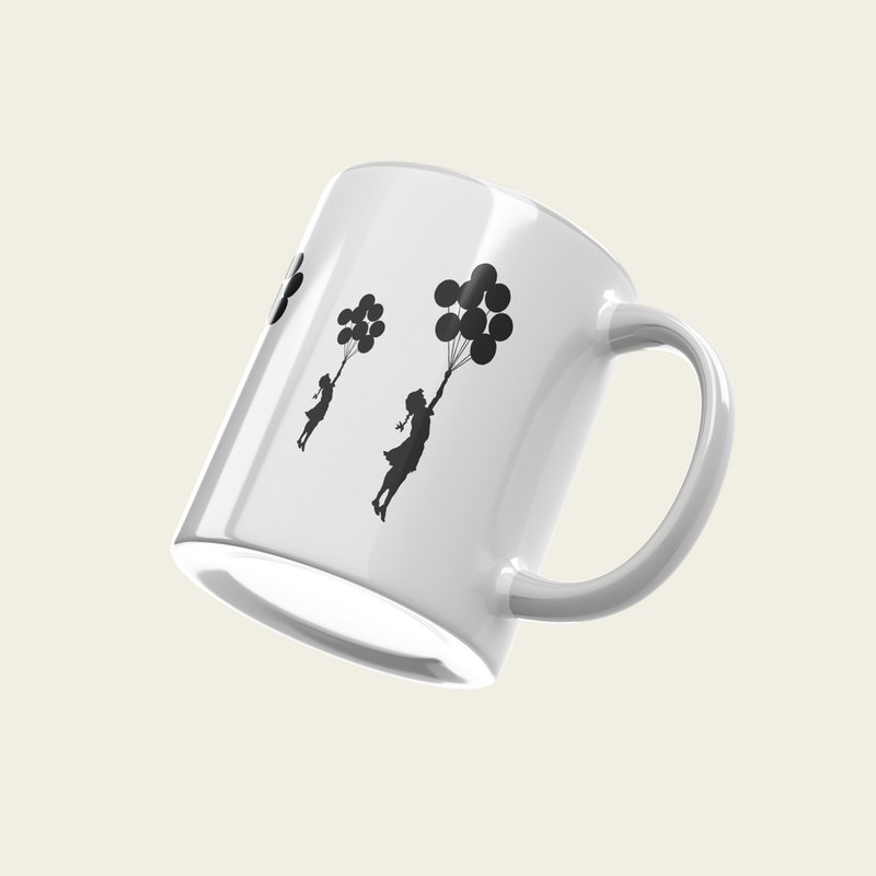 Taza Cerámica Banksy 325ml - Chica Globos Voladores