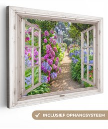 Canvas Maleri - Wall Decoration - Hortensia - View - Flowers - Summer - Purple - Pad