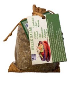 Herbs mIx for Greek Salad with a recipe on fridge magnet
