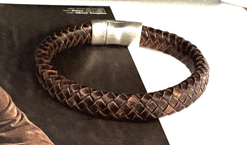 Pulsera de hombre de cuero trenzado marrón oscuro