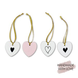 Ceramic plaster hearts in a set of 4