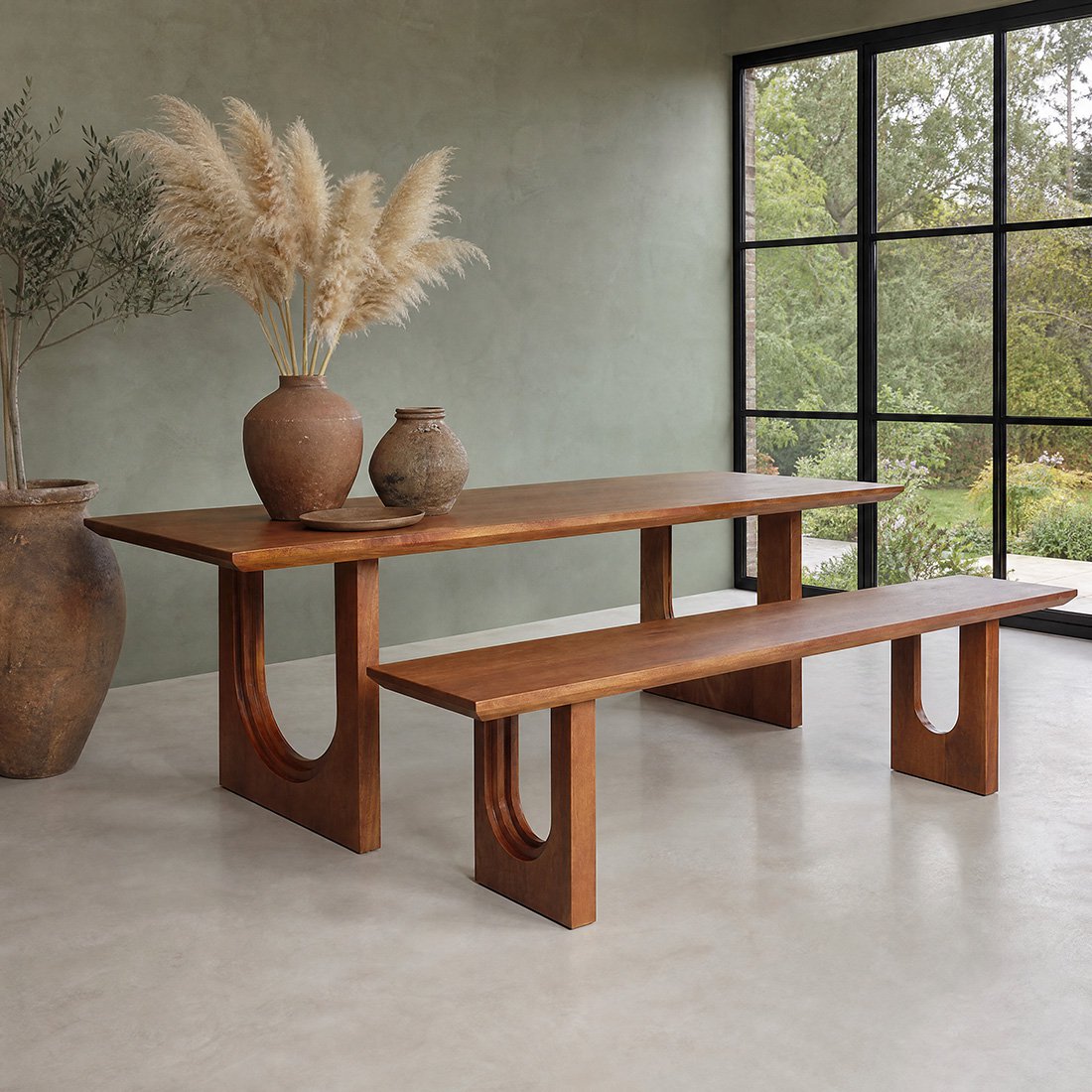 Bullnose Chamfered mangohouten eettafel Arch