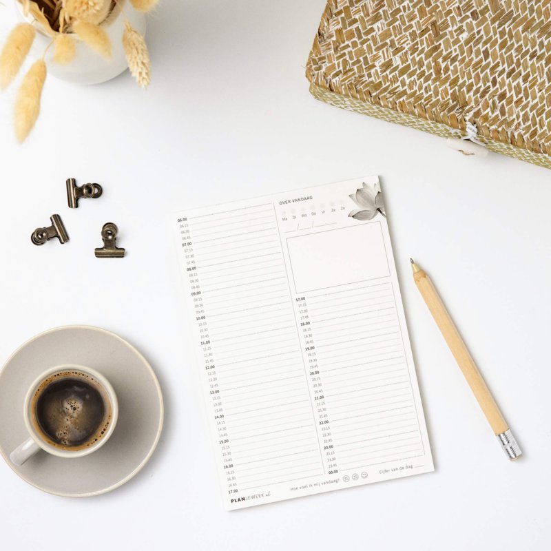 Prikkelarme A5 dagplanner 'Lotus' schrijfblok